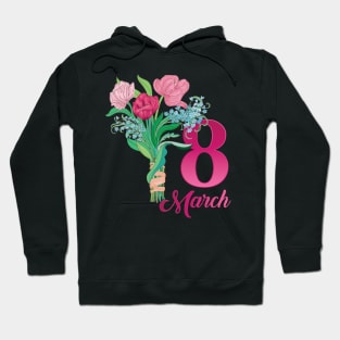 International women's day, 8th March, bouquet with tulips Hoodie